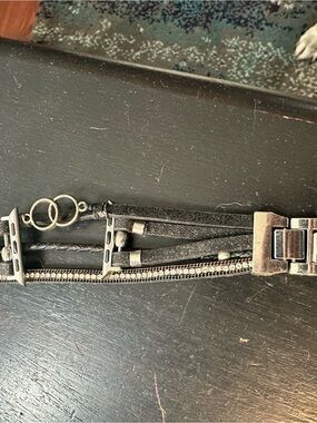 Multi-strap Black and silver Apple Watch Bracelet - Modern Layered Design